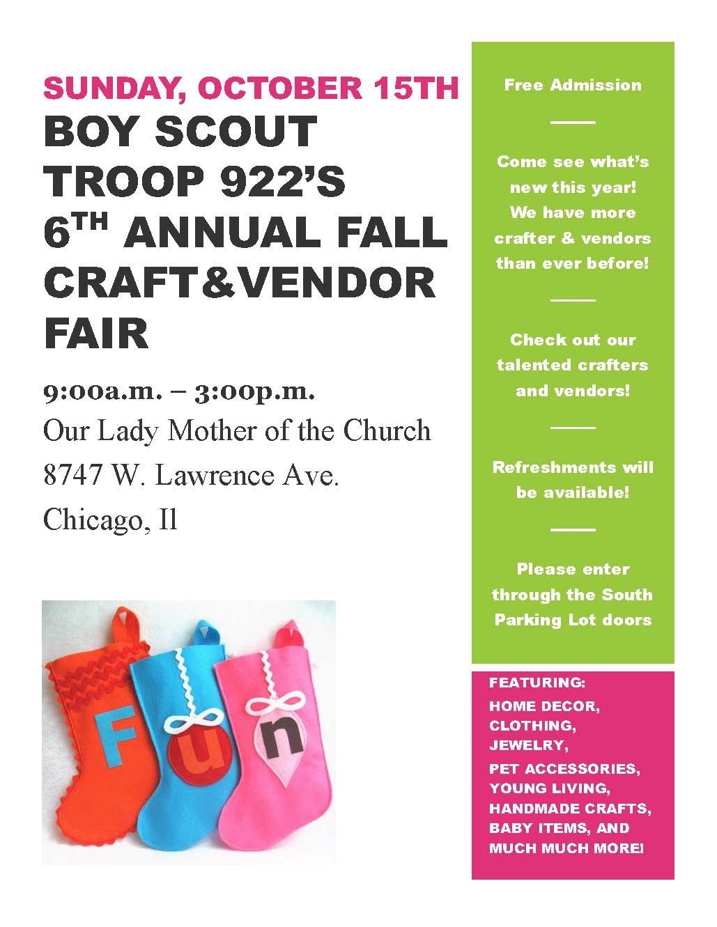 2017 Boy Scout Craft Fair Flyer